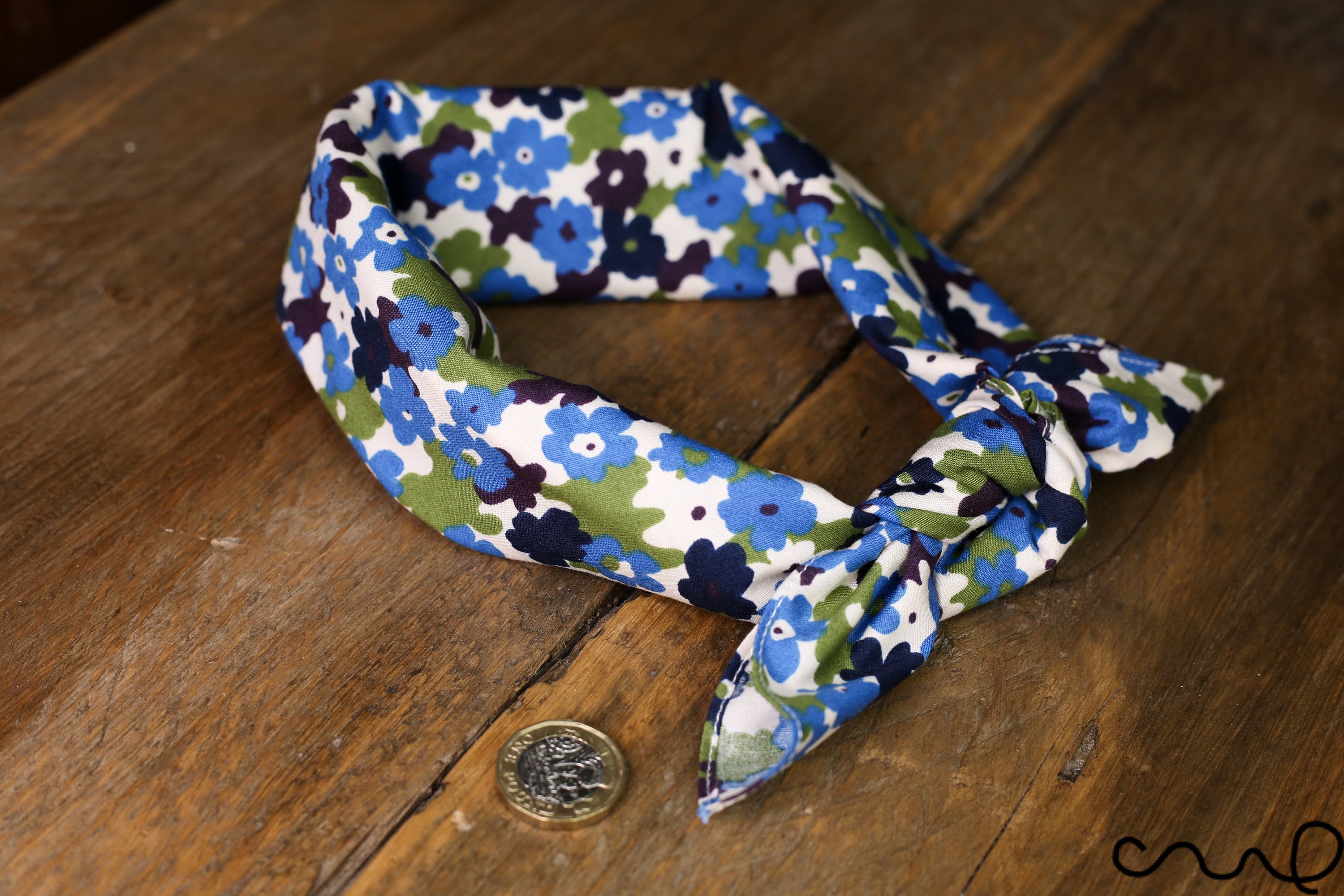 Handmade Cotton Blue Floral Bandana Retro Vintage Chic Unique | Etsy