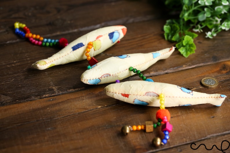 Handmade Fabric Fish Mobile Decoration Beads Vintage Chic Etsy