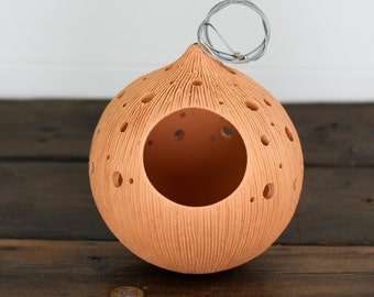 Handmade Terracotta Hanging Planter: Rustic Ceramic Sphere Pot