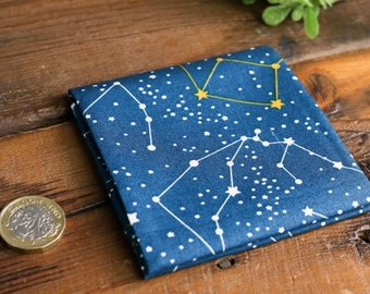 Handmade Unisex Pocket Square Cotton Handkerchief Dark Green Horoscope Star Wedding Y
