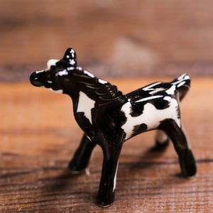 Small Ceramic Black & White Spotty Baby Horse Foal Figurine Doll Collectable Ornament Pottery