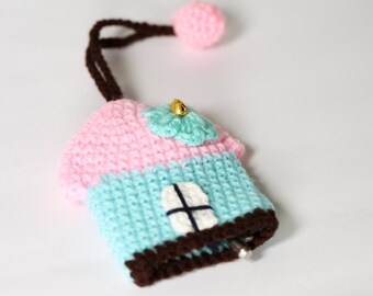 Crochet House Key Cover Handmade Keyring Housewarming Gift