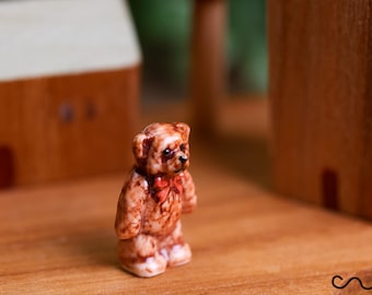 Handmade Mini Ceramic Teddy Bear Figurine Collectable Gift