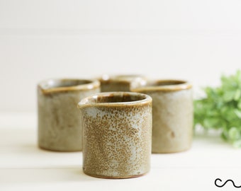 Set of 4 Khaki Handmade Ceramic Creamer Jugs (65ml)