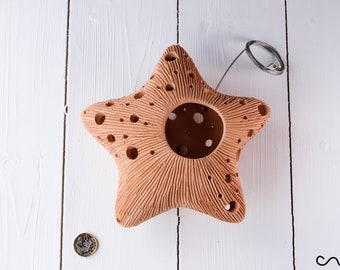 Handmade Terracotta Star Hanging Plant Pot Small Gardening