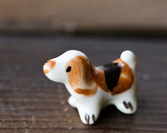 Keramik kleine braune Hund Figuren Tiere Miniatur Outdoor Geschenk Wohnkultur