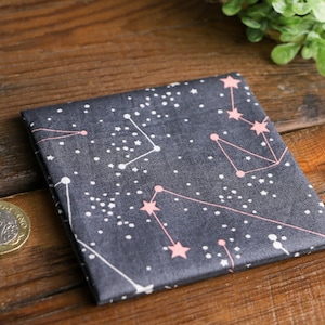 Handmade Unisex Pocket Square Cotton Handkerchief Grey Horoscope Star Wedding AA