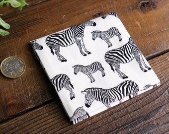 Handmade Zebra Print Pocket Square: Black & White Cotton Handkerchief