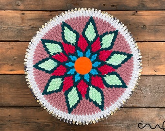 Handmade Folded Fabric Rug: Pastel Colors, Eco-Friendly Door Mat