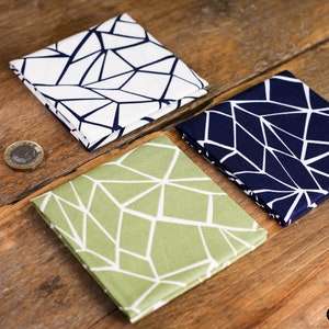 Geometric Cotton Pocket Square for Men Wedding Handkerchief Best Man Groomsman Gift Green White Modern Suit Accessory