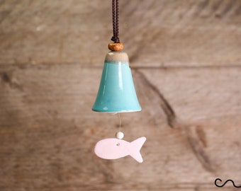 Handmade Turquoise Ceramic Bell – Grade B Wind Chime Ornament (Garden/Home)