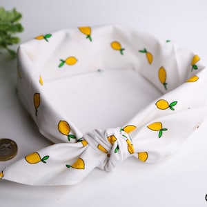 Handgemachte Baumwolle Weiß Lemon Bandana Retro Vintage Chic Einzigartige Stirnband Halstuch AC