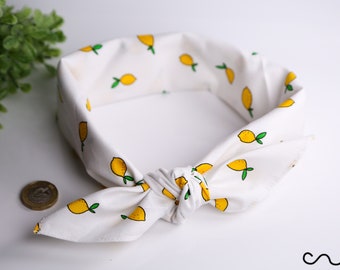 Handmade Cotton White Lemon Bandana Retro Vintage Chic Unique Headband Neck Scarf AC