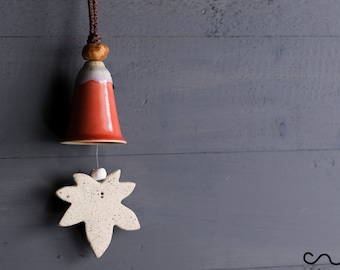Red Ceramic Bell Design Unique Handmade Ceramic Wind chimes Outdoor Garden 16148RE