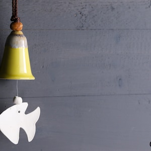 Handmade Ceramic Wind chimes Yellow Ceramic Bell Design Unique Outdoor Garden