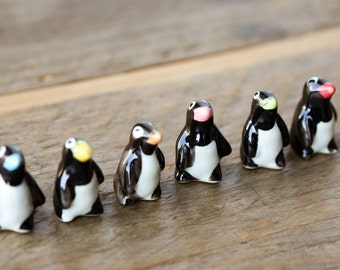 Tiny Ceramic Penguin Cute Animal Figurines Miniature Home Deco Garden Multi Colour