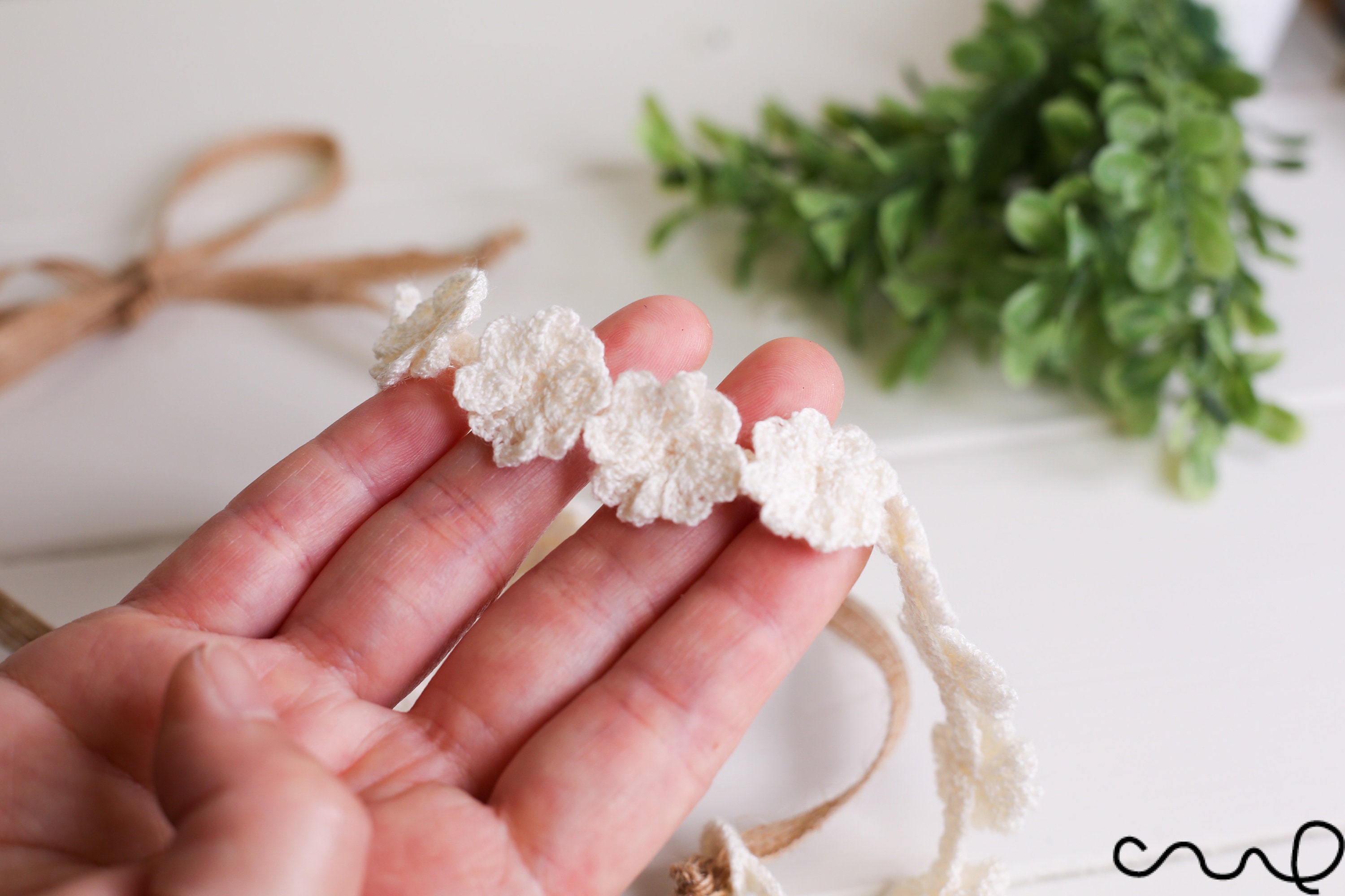 Hand Crochet 3D Floral Crown Headband Cream Ivory Quiet Luxury Amazon.com : Uongeod Flower Crown (2 packs) Boho Flower  main image 4
