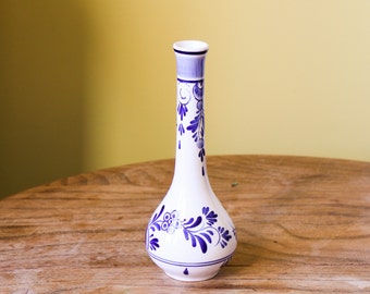 ハンドメイド陶器製つぼみ花瓶 2個セット 青と緑の釉薬をかけた