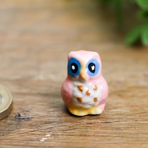 Figuras de búho de cerámica pintadas a mano: pequeños adornos de animales, set coleccionable imagen 5