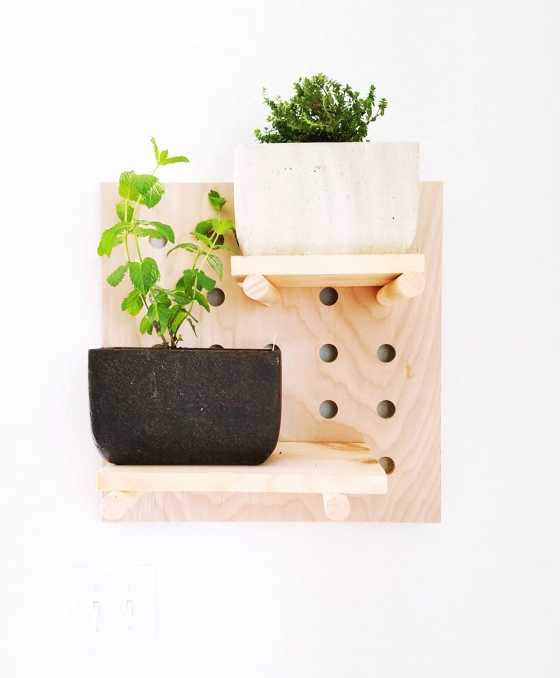 Modern Wood Pegboard Shelf Small Square 18 X 18 / Etsy