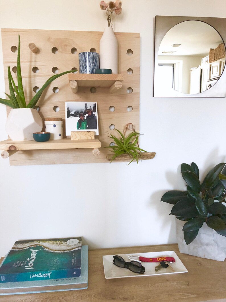 Modern Wood Pegboard Shelf Small Square 18 X 18 / Etsy