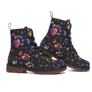 Black Boots Cat footwear Holographic Rainbow Cat-Paw festival shoes Men Women Space Neon