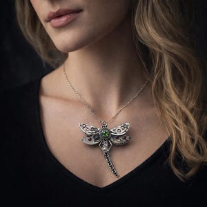 Steampunk Dragonfly Pendant Necklace — Watch Movement Jewelry, Clockwork Insect, Gothic Victorian Gift, Upcycled Steampunk Art