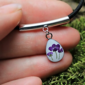 Choker alyssum Pressed Flower Necklace Terrarium Jewelry Resin Jewelry Purple TERRARIUM necklace