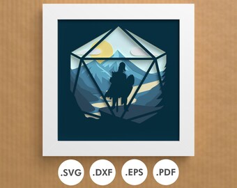 Paladin Shadowbox pattern | Rpg DnD boardgame Enthusiasts | SVG EPS DXF | Layered Cardstock for Cricut & Silhouette, Laser or Handcutting