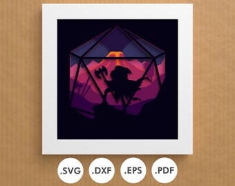 Barbarian Shadowbox pattern | Rpg DnD boardgame Enthusiasts | SVG EPS DXF | Layered Cardstock for Cricut & Silhouette, Laser or Handcutting