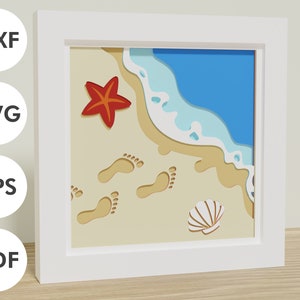 caja de sombras de mar y playa | SVG EPS DXF | Archivos de descarga digital | Silueta y cricut | hazlo tu mismo | pintura de cartón/papel