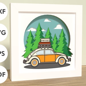 3D classic car wanderlust / SVG, EPS, DXF, file di download digitale / per Cricut, Silhouette