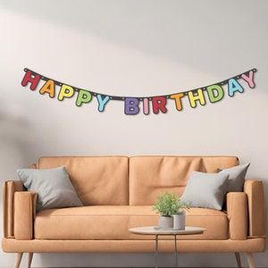 Banner de fiesta personalizable / Letras y números / Papel/cartulina / SVG, EPS, DXF, PDF, descarga digital / Corte a mano, plotter, láser