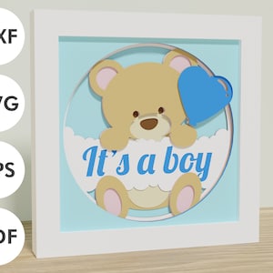 ¡Un niño! caja de sombras | SVG, DXF, EPS | Embarazo, nacimiento, baby shower, regalo de baby shower | Diy silueta y patrón cricut |