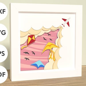 Plane - negative space shadowbox | Layered paper/cardstock | SVG, EPS, DXF, digital download | For Cricut, Silhouette, laser