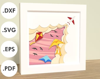 Plane - negative space shadowbox | Layered paper/cardstock | SVG, EPS, DXF, digital download | For Cricut, Silhouette, laser