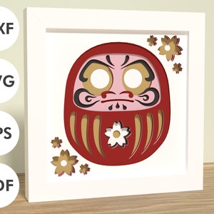 Daruma shadowbox / portafortuna giapponese / SVG, EPS, DXF File di download digitale / per Cricut, Silhouette, plotter e laser cutter