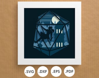 Rogue Shadowbox pattern | Rpg DnD boardgame Enthusiasts | SVG EPS DXF | Layered Cardstock for Cricut & Silhouette, Laser or Handcutting