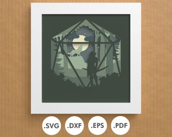 Ranger Shadowbox pattern | Rpg DnD boardgame Enthusiasts | SVG EPS DXF | Layered Cardstock for Cricut & Silhouette, Laser or Handcutting