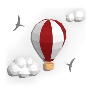Papercraft 3D con mongolfiera | Scultura di carta fai da te | Cartamodello | Fai da te | PDF | Origami | decorazione della casa | La stanza dei bambini