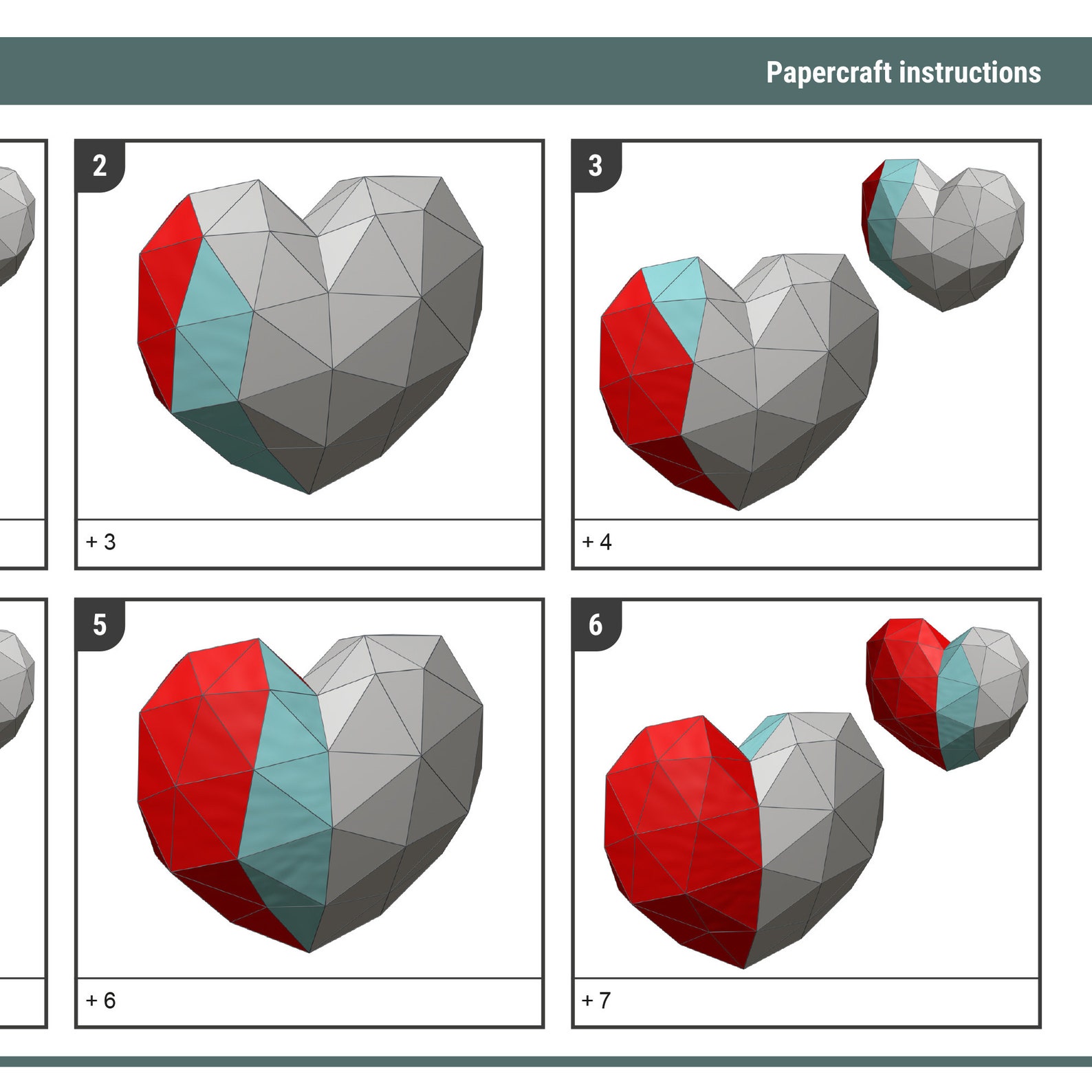 Heart 3D Papercraft DIY Paper Sculpture Paper Model - Etsy