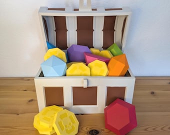 Treasure Chest 3D papercraft | SVG,PDF | Chest with coins and gems | Game or Pirate deco | DnD props | DIY papercraft pattern