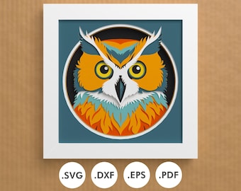 Owl shadowbox | Colourfull layered paper/cardstock | SVG, EPS, DXF, digital download | For Cricut, Silhouette and laser