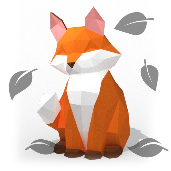 Papercraft 3D renard || Sculpture en papier bricolage || Patron papier || Faites-le vous-même || PDF || Origamis || décoration de la maison || Déco automne | Conception Yume