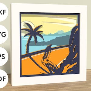 Coastal Cycling Shadowbox Designs / File di download digitale SVG, EPS, DXF / Per Cricut, Silhouette, plotter e laser cutter / Manly / Sport