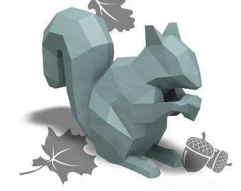 Squirrel 3D papercraft || DIY paper sculpture || Paper model pattern || Do it yourself || Low poly || PDF pattern || origami || home deco