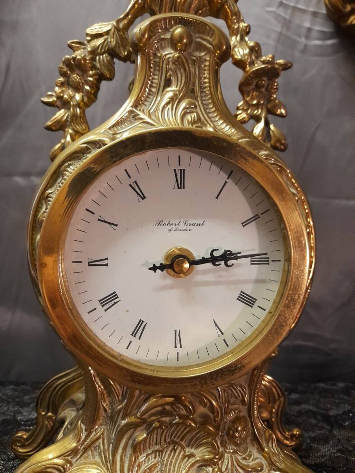 Beautiful gilt mantel clock by Robert Grant. Substantial Etsy