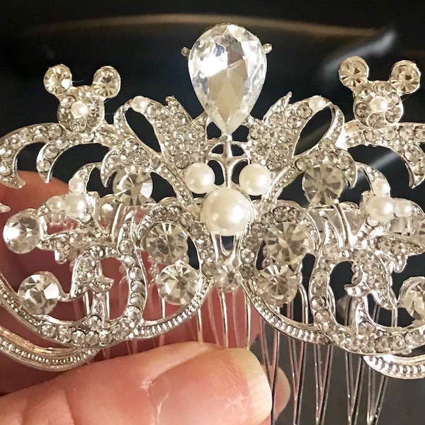 Disney Cinderella Inspired Carriage Wedding Comb, Cinderella Jewelry, Mickey Mouse Hair Comb Disney Fairytale Wedding Jewelry