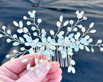 Disney Opal and Pearl Comb, Disney Wedding Comb, Opal Hair Comb, Disney Bridal Comb