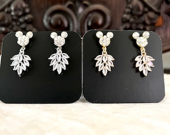 Fantasmic Drop Earrings, Disney Wedding Earrings, Hidden Mickey Rhinestone Earrings, Vintage Disney Earrings